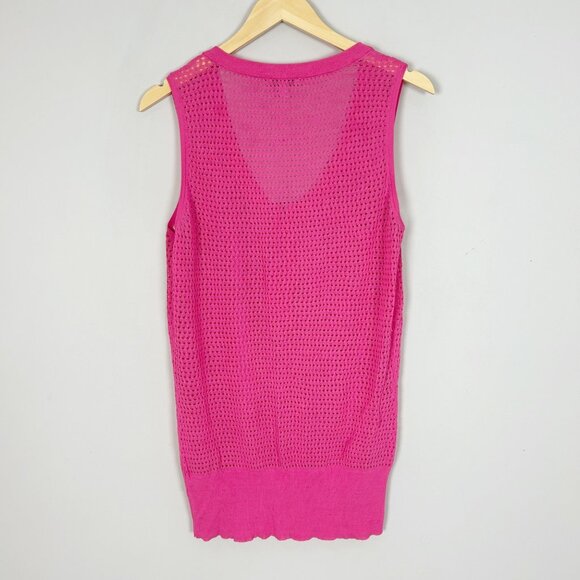 Y2K Cache Pink Mesh Sleeveless Zip Tunic Top Size Large Women's - Picture 4 of 5